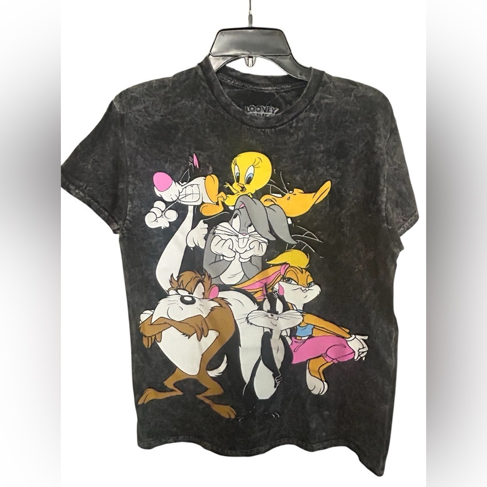 Looney Tunes Acid Wash Graphic Tee Bugs Bunny Tweety Graphic T-Shirt Size M